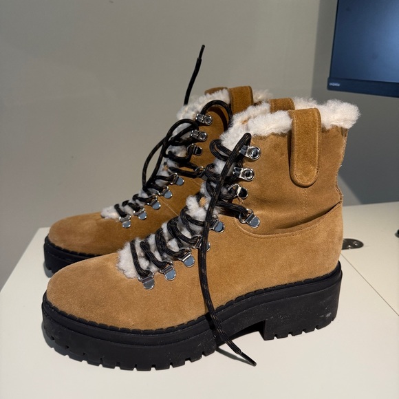 Marc Fisher LTD Lug Sole Brown Suede Boots - Picture 1 of 16